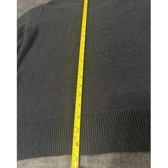 Chaps Classic black metallic speckle long sleeve sweater women’s size XL v-neck - Picture 6 of 8